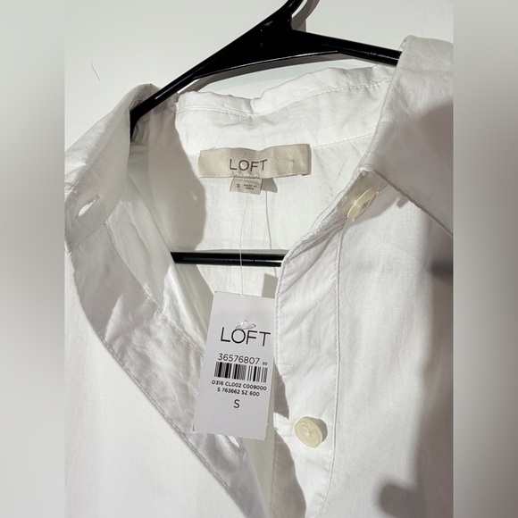 NWT LOFT White Cotton Poplin Swing Mini Dress Sz S Coastal Preppy Casual Chic - Picture 5 of 6